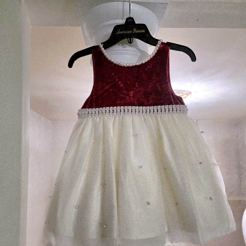 American Princess Red Velvet and White Tulle Dress